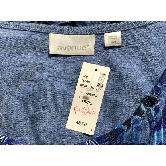 Avenue womens‎ Tunic Top size 18/20 1X Knit Art To Wear Blue Embellished NWT - Picture 7 of 10
